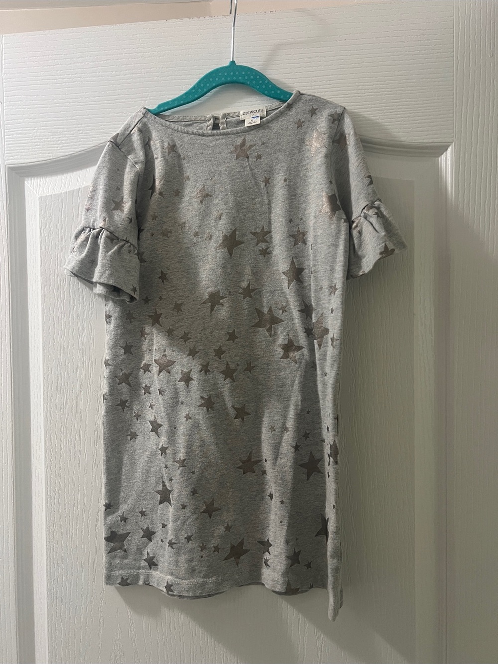 Crewcuts Grey Star Print Ruffle Sleeve Dress